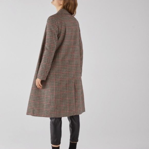 Bershka Long Women's Houndstooth Coat - Picture 4 of 11